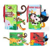 beiens Libro in tessuto per neonati, 2 pezzi, giocattolo a partire dai 6 mesi, libro illustrativo a partire da 0 3 6 mesi, regalo per ragazzi e ragazze