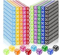Beieverluck Set di 500 dadi a 6 lati, 14 mm, traslucidi, colorati, standard, da gioco, per insegnare in classe, giochi da tavolo, giocare e rotolare, 10 colori