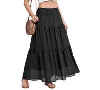 BEIGAI Gonna da donna elasticizzata a vita alta lunga maxi gonna fluida a linea Boho estiva da donna casual elegante gonna a lunghezza intera da donna UK