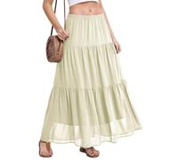 BEIGAI Gonna da donna elasticizzata a vita alta lunga maxi gonna fluida a linea Boho estiva da donna casual elegante gonna a lunghezza intera da donna UK