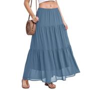 BEIGAI Gonna da donna elasticizzata a vita alta lunga maxi gonna fluida a linea Boho estiva da donna casual elegante gonna a lunghezza intera da donna UK