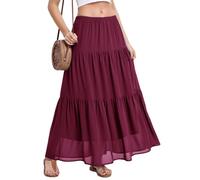 BEIGAI Gonna da donna elasticizzata a vita alta lunga maxi gonna fluida a linea Boho estiva da donna casual elegante gonna a lunghezza intera da donna UK