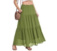 BEIGAI Gonna da donna elasticizzata a vita alta lunga maxi gonna fluida a linea Boho estiva da donna casual elegante gonna a lunghezza intera da donna UK