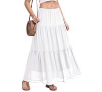 BEIGAI Gonna da donna elasticizzata a vita alta lunga maxi gonna fluida a linea Boho estiva da donna casual elegante gonna a lunghezza intera da donna UK
