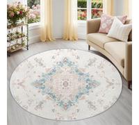Beige 150 cm (Rond) Tappeto Rotondo Moderno, Stile etnico tradizionale Simmetrico Pattern Design Elegante Lavabile - Tappeto di Arredamento Antiscivolo per Soggiorno Camera Da Letto Accogliente