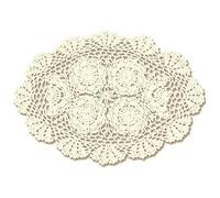 Beige 20 x 40 cm ovali 100% fatti a mano Crochet Lace Placemats Centrini