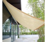 Beige 90% Shade Cloth For Porch Front Door Windows, Rectangle Shade Sail Mesh Fabric With Grommets And 5m Ropes(3mx5m/10ftx16ft)