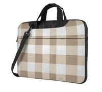 Beige Bianco Tessuto Check Pattern Laptop Bag Laptop Case 15.6 Pollice Computer Borse Imbottito Sleeve Cover Per Donne Uomini