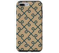 Beige Brown Geometric Jigsaw Tile Parts Classic Pattern Custodia per iPhone 7 Plus/8 Plus