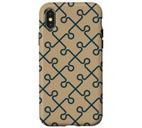 Beige Brown Geometric Jigsaw Tile Parts Classic Pattern Custodia per iPhone X/XS