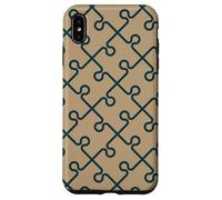 Beige Brown Geometric Jigsaw Tile Parts Classic Pattern Custodia per iPhone XS Max
