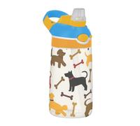 Beige Cartoon Bone Dog Silhouettes Sport Bottiglia di acqua con cannuccia in silicone Tazza leggera per la scuola Ragazzi Ragazze termos para agua Fria