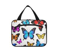 Beige Cartoon Butterfly Silhouette Hanging Bag per le donne con gancio, organizzatore cosmetico pieghevole di design per crociera viaggio lavoro cartera para maquillaje L