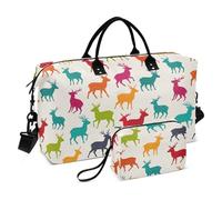 Beige Cartoon Cervo Alce Silhouette Decorativo Weekender Viaggio Pernottamento Borsa Palestra Sport Duffel Borse con Toiletry Bag per Sport Impermeabile bolsas para