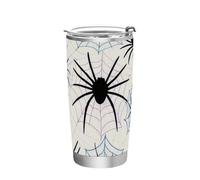 Beige Cartoon Spider Web Silhouettes Tazza in acciaio inox 20oz Coperchio a prova di perdite tazza da caffè a prova di fuoriuscite per caffè riutilizzabile 20 once bicchiere isolato 20 oz