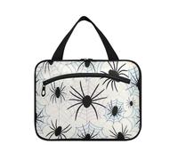 Beige Cartoon Web Silhouettes Hanging Makeup Travel Bag con gancio, Designer Pieghevole Impermeabile Toiletry Bag per papà Viaggio bolsos para Hombre L