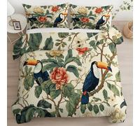Beige Copripiumino Piante Tropicali Tucano 135 x 200 cm Biancheria Da Letto Morbida Traspirante Copripiumino In Microfibra Con Cerniera, 1 Copripiumini + Federa 50 x 80 cm