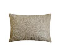 Beige Decorativo Copricuscino lombare 30x65 cm | Boho Cotone Lino Fodera per cuscino Floreale | Ricamo di perle Federe per divano e camera da letto, arredamento per la casa - Pearl Mandala