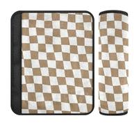 Beige e bianco a scacchi scozzesi 2 pz seggiolino auto tracolla Pads protegge il collo e le spalle per camion Protector para cinturón de carro