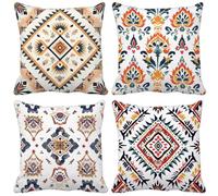 Beige Federe Cuscini Divano 40x40 Cuscini da Esterno Morbido Set di 4 Boemia Cushion Covers per Camera da Letto Soggiorno Divano Primavera Estate Esterno Patio Giardino Panca Decorativi Regalo x1-D
