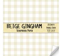 Beige Gingham Scrapbook Paper: Decorative Craft Paper with 20 Double-Sided Sheets for Crafting Projects, Origami, Wrapping, Card Making, and More | 8.5 x 8.5