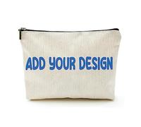 Beige Lino Beauty Bag Your Text Regali di laurea personalizzati per lei, Beige, Taglia unica