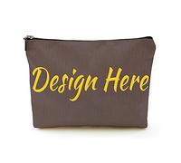 Beige Lino Toiletry Bag Logo Personalizzato Testo Qui Collega Lasciando Regali, Beige, Taglia unica