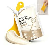 Beige Marble Tile Grout Repair Paste with Sharp Mouth & Shovel (1Pcs) | Water, Resistant Scrub, No-Shrink Grout Restoration Paste for Marble & Ceramic Tiles Bathroom Kitchen Floor