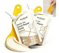 Beige Marble Tile Grout Repair Paste with Sharp Mouth & Shovel (2Pcs) | Water, Resistant Scrub, No-Shrink Grout Restoration Paste for Marble & Ceramic Tiles Bathroom Kitchen Floor