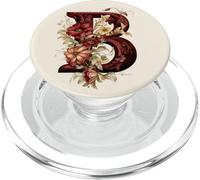 Beige Marrone Floreale Iniziale Lettera B Monogramma Fiori Bianco PopSockets PopGrip per MagSafe