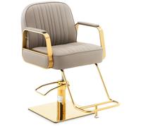 Beige, Oro Poltrona da parrucchiere con poggiapiedi - 560 - 720 mm - 200 kg - Oro, beige | physa