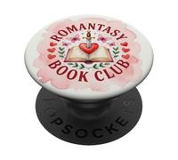 Beige Pink Cute Romantasy Book Club Bookish Heart Aesthetic PopSockets PopGrip Adesivo