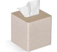 (Beige) Porta fazzoletti quadrato in pelle PU per comÃ² e bagno - Qin