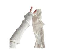 (Beige) Sun Blocking Arm Sleeves Fingerless Ice Silk Cooling Arm Sleeves for Women Outdoor Activity Summer Essential Gear White
