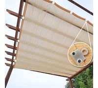 Beige Sun Shade Sail 16.4x16.4ft Light Filtering Shade Netting with 95% UV Block for Patio Pergola Gazebo Includes Clips for Easy Installation