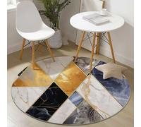 Beige Tappeto Rotondo 180 cm, Lavabile a Pelo Corto Antiscivolo Facile da Pulire, Moderno Triangolo Geometrico Astratto In Marmo Stampa Tappeto per Soggiorno, Camera da Letto Cucina e Corridoio