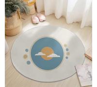 Beige Tappeto rotondo da 150 cm, Semplice Sole Nuvole da pavimento con motivo, lavabile in lavatrice, morbido tappeto antiscivolo per camera da letto cucina decorazione