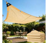 Beige Telo Ombreggiante Occhiellato, 90% Rete Telo Ombra, Traspirante Rete Ombreggiante per Esterno, Tenda da Sole Privacy per Balcone, Patio, Pergola(3x7m)