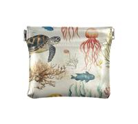 Beige Vintage Tartaruga Pesce Delle Donne di Cuoio Della Moneta Della Borsa Carino Gioielli, Pesce tartaruga vintage beige, 1 size, Stampa artistica