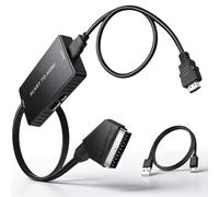 Beigemo SCART a HDMI Convertitore 1080P, adattatore da SCART a HDMI analogico a convertitore audio digitale, Plug & Play con cavo di alimentazione USB per HDTV, VHS, lettore DVD, Sky Receiver, PS2 PS3