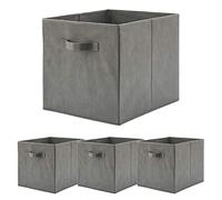 BeigeSwan - Pattumiera pieghevole in tessuto, set di 4 contenitori pieghevoli a cubi, 13 x 15 x 13 pollici (grigio)