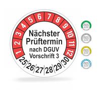 beihaasnatuerlich Etichette di prova, 112 pezzi, 1 foglio | Etichette di prova autoadesive per l'etichettatura dei test DGUV V3 su dispositivi elettrici e mezzi operativi