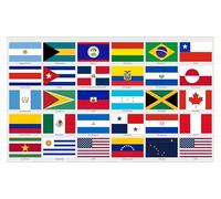 beihaasnatuerlich Set di 30 adesivi per bandiere dei paesi PANAMERICANA - 1 foglio - resistente ai raggi UV - impermeabile - dimensioni 5 x 3 cm - per modellismo, valigia, decorazione