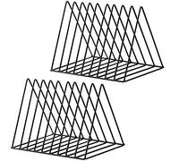 2 pcs Portariviste, porta giornali, da scrivania, in ferro, multifunzione, a triangolo, per decorare casa, ufficio, librerie (nero)