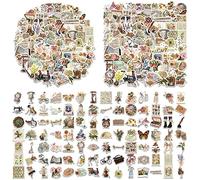 BEIIEB 100 adesivi vintage per scrapbooking, estetici, art deco, impermeabili e resistenti al sole, durevoli per bottiglie d'acqua, diari, skateboard, album fotografici, artigianato fai da te