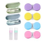 BEIIEB Custodia per lenti a contatto da 6 pezzi con 2 kit di pinzette e stick di montaggio; 2 bottiglie vuote con contenitore per lenti a contatto contrassegnate L e R per la casa, i viaggi