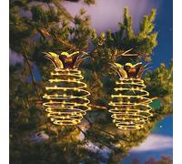 BEIJIALY 2pcs Lanterne Solari Sospese per Esterni, Luci Solari Ananas, Lanterne Solari Sospese con Maniglia, Luci Solari da Giardino Decorative per Giardino, Vialetto, Cortile, Prato(Ananas)
