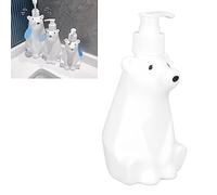 BEIJIALY Simpatico Dispenser di Sapone, Dispenser di Shampoo Dispenser di Sapone Liquido Stile Orso Bianco, Bottiglie da Doccia Durevoli Dispenser di Bottiglie a Pompa per Bagno Toilette Toilette(L)