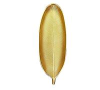 BEIJIALY Vassoio da Portata Decorativo Foglia Oro, Piatto da Frutta Piatto da Dessert Piatto da Portata in Stile Dorato a Forma di Foglia Spazzolato per la Casa(S)