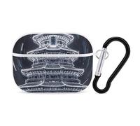 Beijing Tiantan AirPod Pro, custodia antigraffio in policarbonato rigido con portachiavi, accessorio per AirPod Pro 2a/1a custodia, per donne e uomini, stile bianco